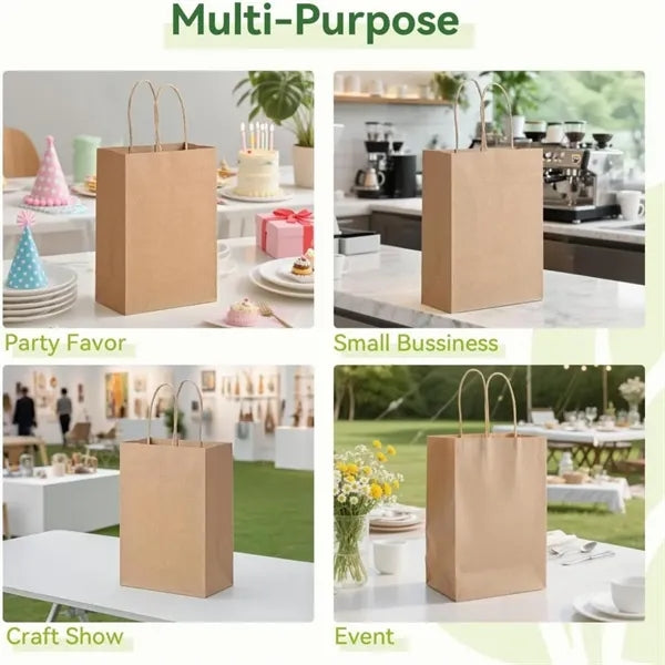 1000PCS, 5.91" x 3.15" x 8.27" Brown Kraft Bag With Handles