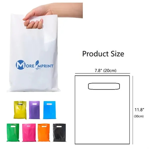 12 Microns Plastic Die Cut Retail Shopping Tote Handle Bag