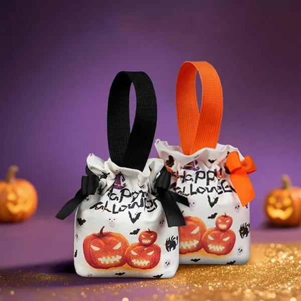 Halloween Canvas Pumpkin Tote Bag Candy Trick or Treat Prop