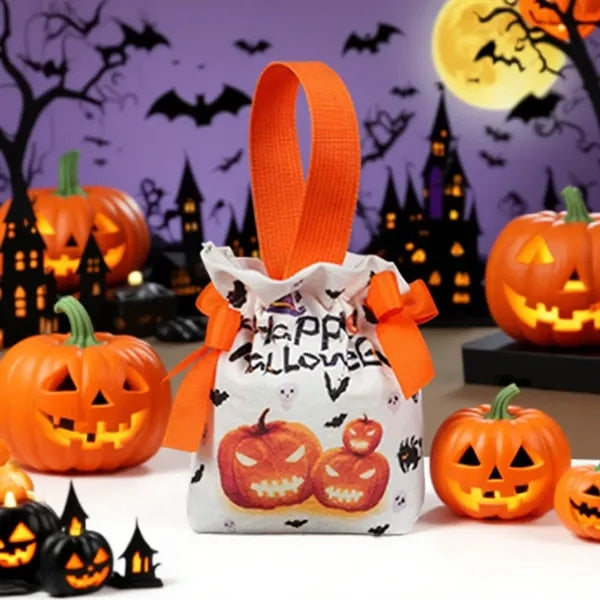 Halloween Canvas Pumpkin Tote Bag Candy Trick or Treat Prop