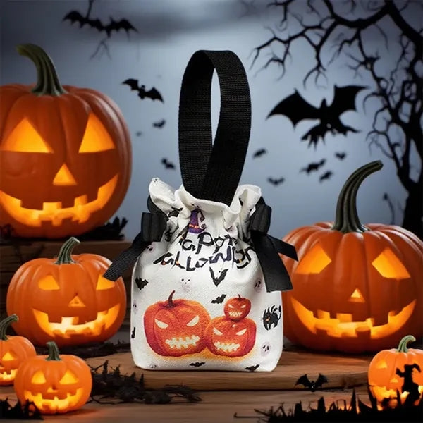 Halloween Canvas Pumpkin Tote Bag Candy Trick or Treat Prop