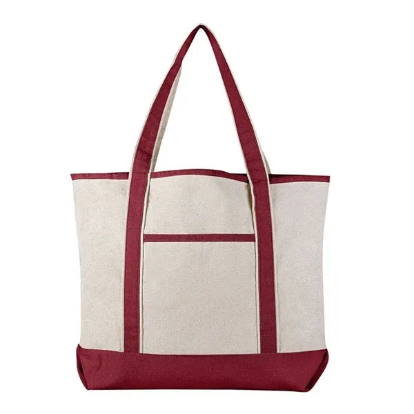 Two Tones 12 OZ Canvas Boat Tote Bag With Pockets