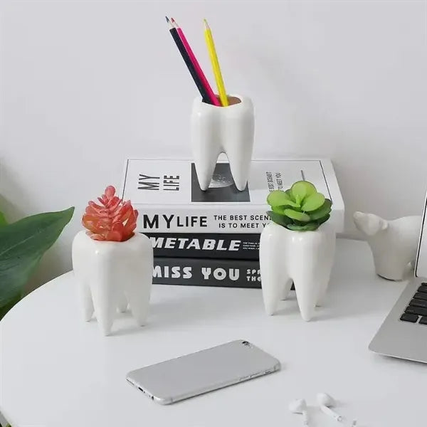 Tooth Shaped Planter Pot Pen Holder
