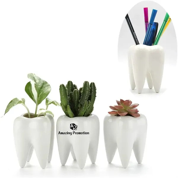 Tooth Shaped Planter Pot Pen Holder