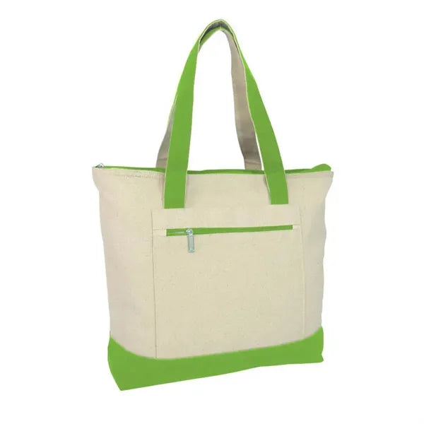 Zipper Closure Two Tones 12 OZ Canvas Boat Tote Bag