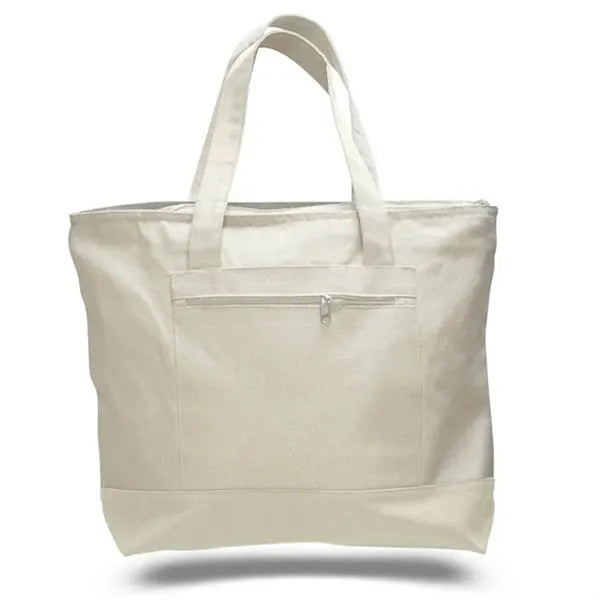 Zipper Closure Two Tones 12 OZ Canvas Boat Tote Bag