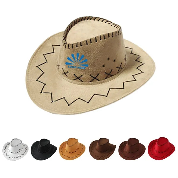 Faux Felt Cowboy Hat With Cords