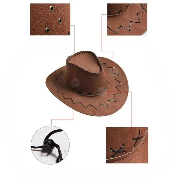 Faux Felt Cowboy Hat With Cords