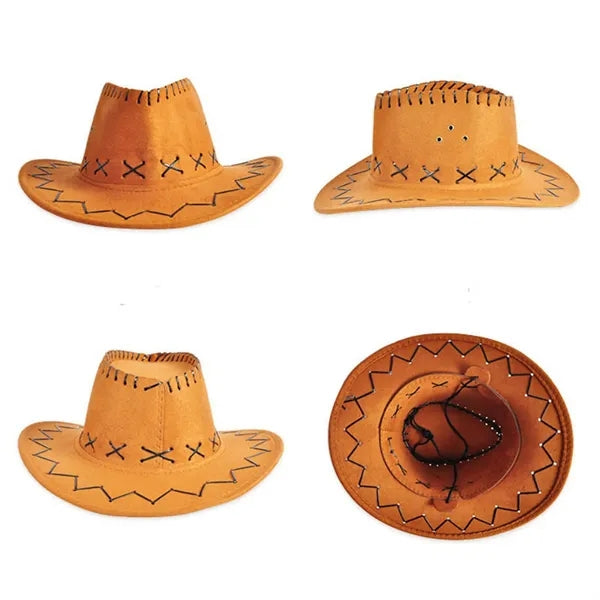 Faux Felt Cowboy Hat With Cords