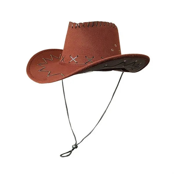 Faux Felt Cowboy Hat With Cords