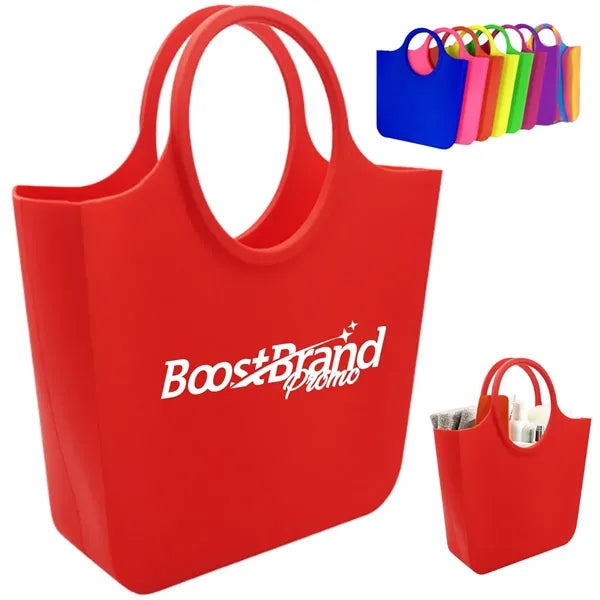 Silicone Beach Grocery Tote Bag with Round Handles