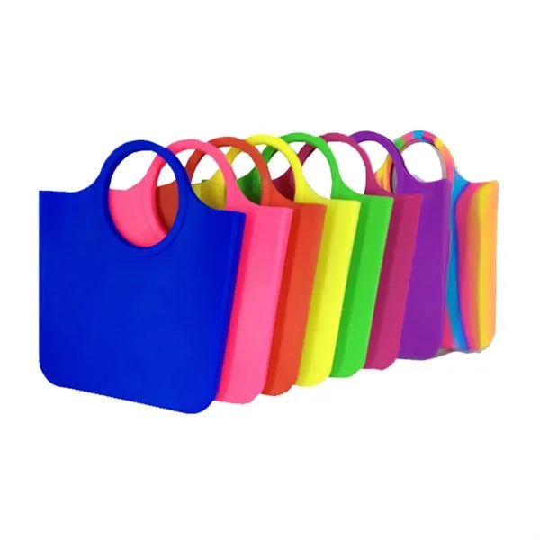Silicone Beach Grocery Tote Bag with Round Handles
