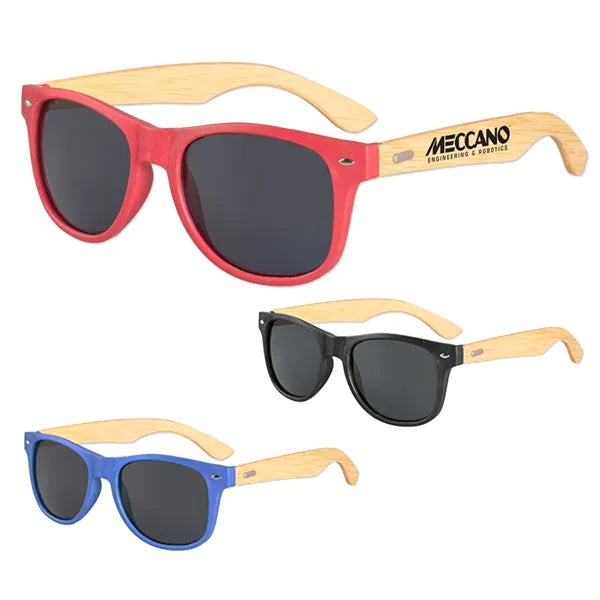 Wheat Straw Frame Sunglasses with Bamboo Arms