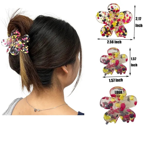 New Style Flower 2.56inch 1.57inch Acetate Hair Clip Set