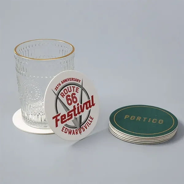 Full Color Imprint Dia 4 Inches 60 Point Pulp Board Coaster