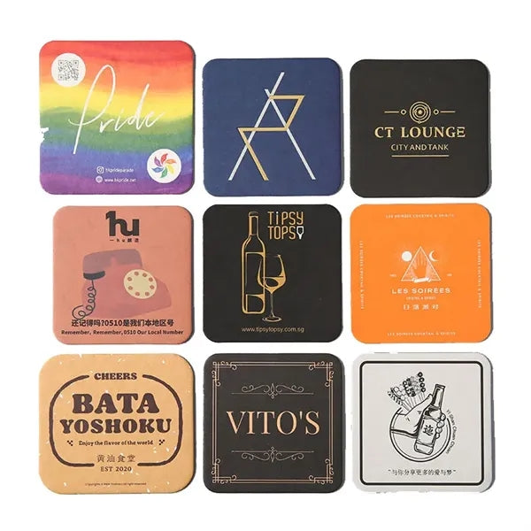 Full Color Imprint 60 Point Square 4" Pulp Board Coaster