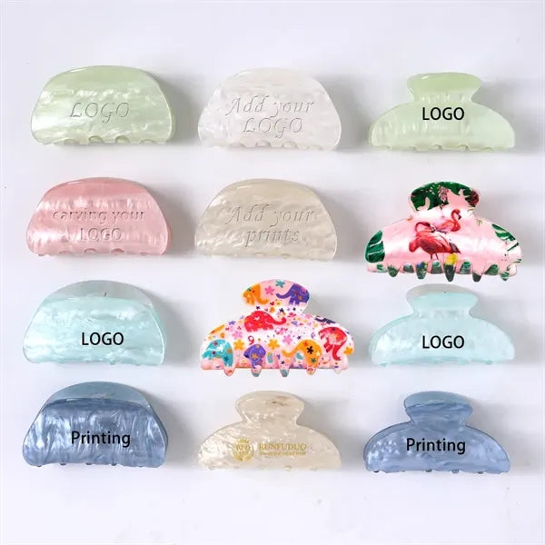 Cellulose Acetate Big Embossed Hair Clips