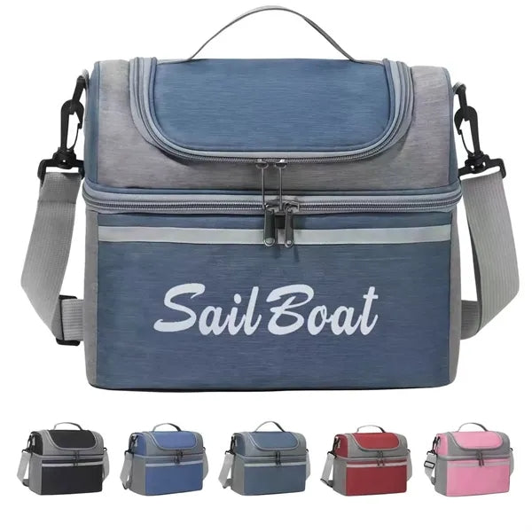 Double layer insulated crossbody lunch bag