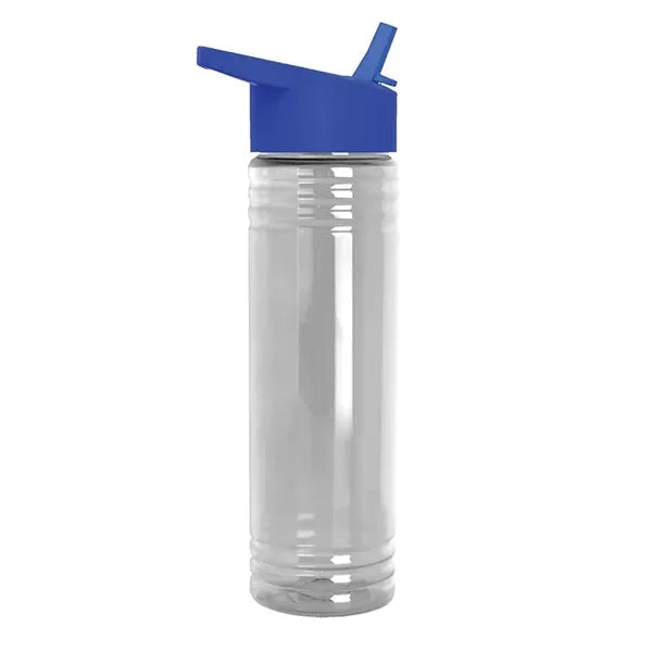 Clear 24 OZ Slim Fit Sports Plastic Water Bottle With Straw