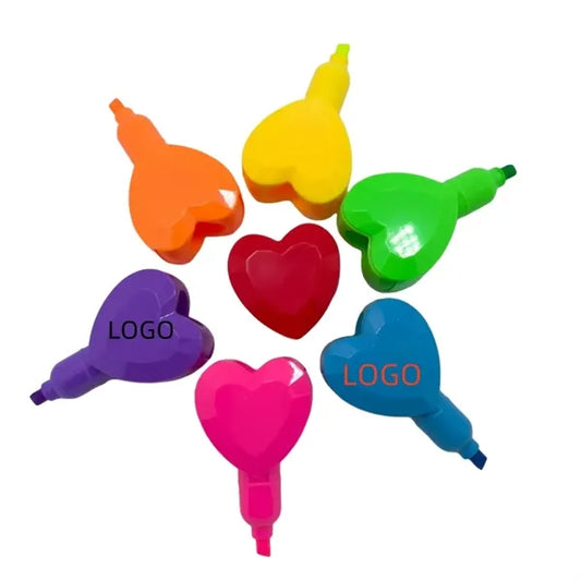 Set of seven heart-shaped highlighters