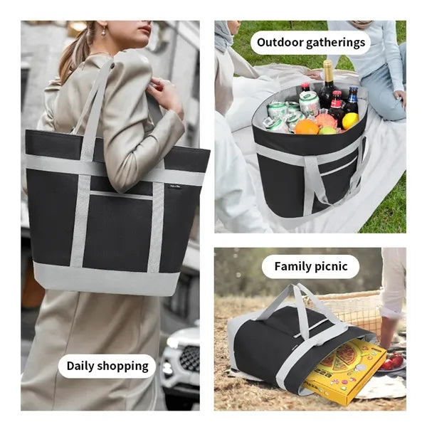 40L Oxford Cloth Insulated Tote Bag For Shopping And Picnic
