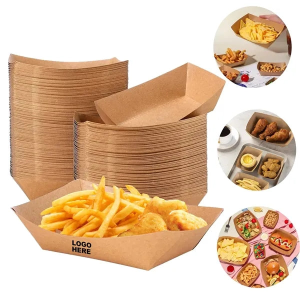 Logo Disposable Kraft Paper Food Trays