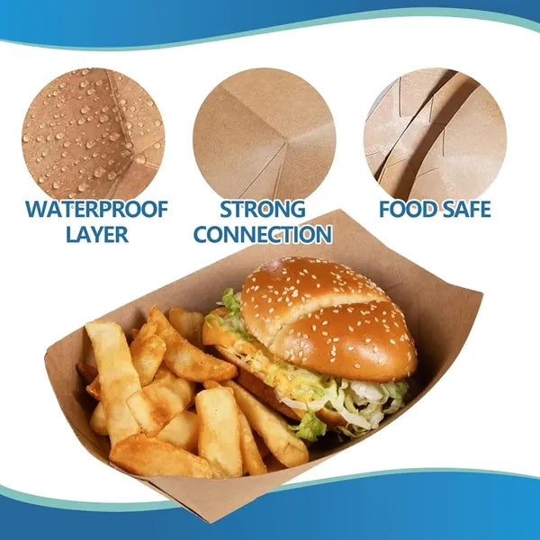 Logo Disposable Kraft Paper Food Trays
