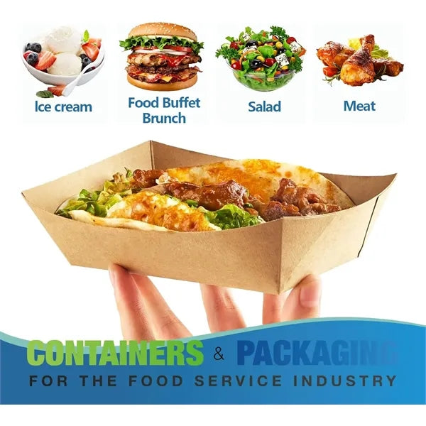 Logo Disposable Kraft Paper Food Trays