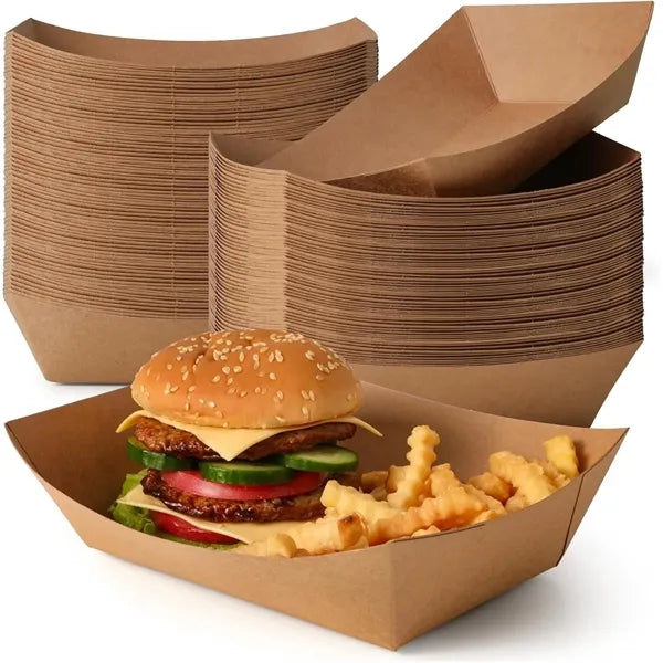 Logo Disposable Kraft Paper Food Trays