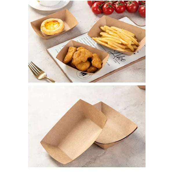 Logo Disposable Kraft Paper Food Trays