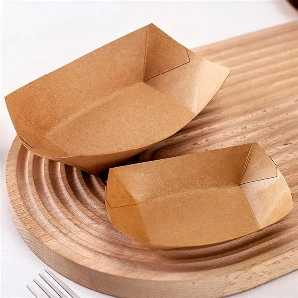 Logo Disposable Kraft Paper Food Trays