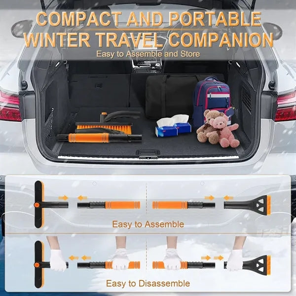 Detachable Ice Scraper and Snow Brush with Extendable Handle