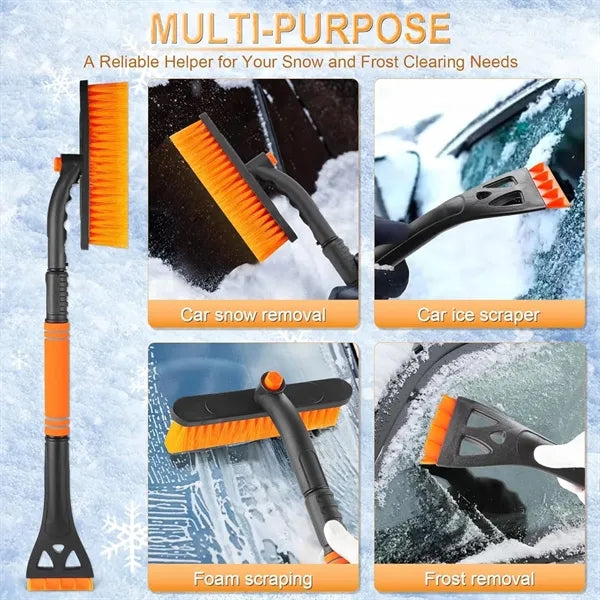 Detachable Ice Scraper and Snow Brush with Extendable Handle