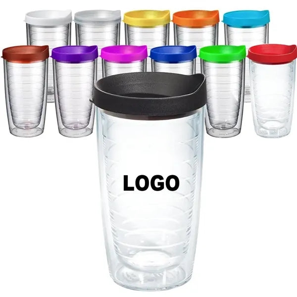 16 oz Clear Double Walled Insulated Tumbler