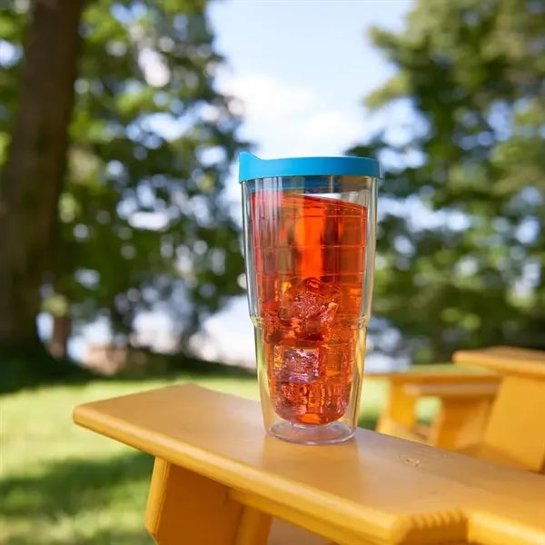 24 oz Clear & Colorful Lidded Double Walled