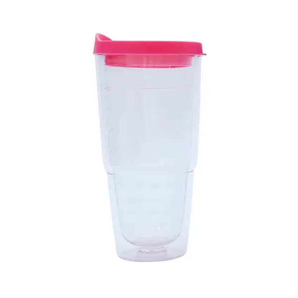 24 oz Clear & Colorful Lidded Double Walled