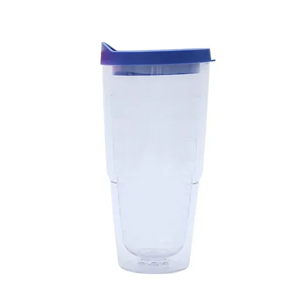 24 oz Clear & Colorful Lidded Double Walled