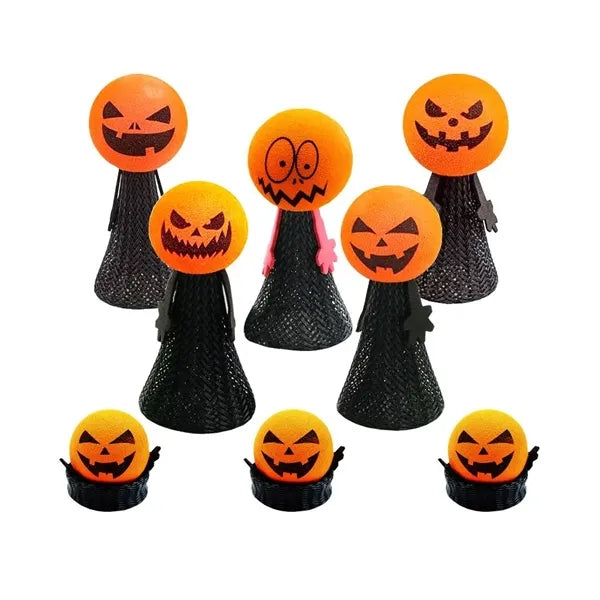 Halloween Funny Pumpkin Head Finger Puppet Bouncing Doll