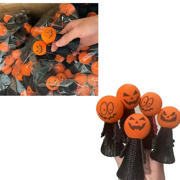 Halloween Funny Pumpkin Head Finger Puppet Bouncing Doll