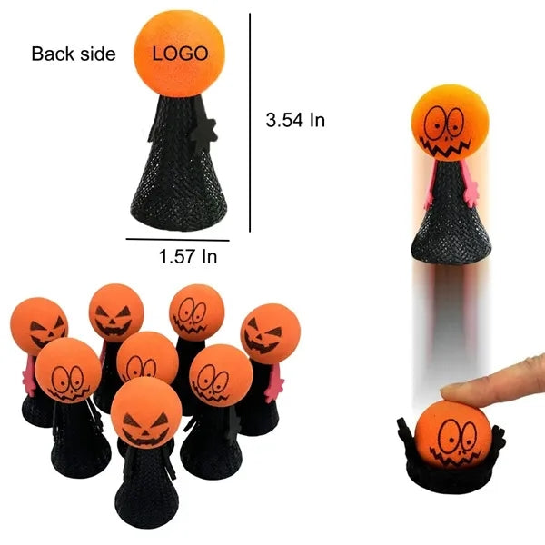 Halloween Funny Pumpkin Head Finger Puppet Bouncing Doll