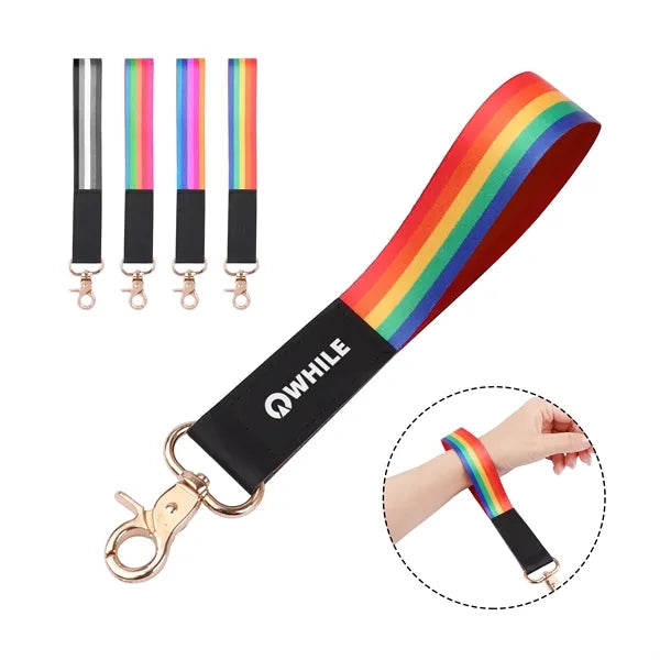 Polyester Wrist Lanyard Strap Keychain W/ Swivel Hook