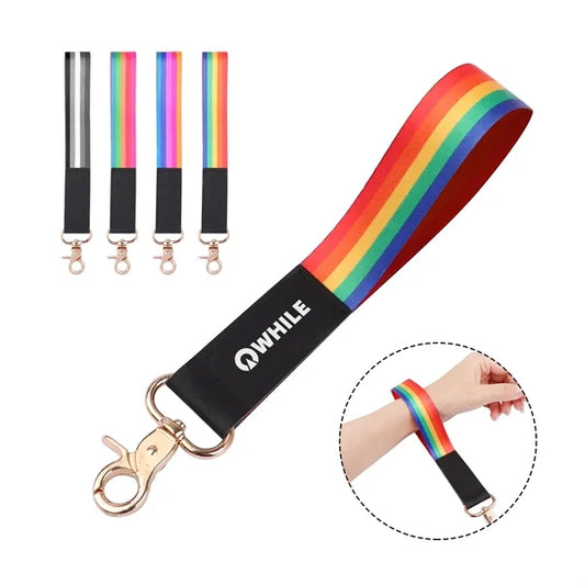 Polyester Wrist Lanyard Strap Keychain W/ Swivel Hook