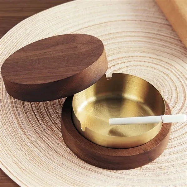 Solid Wood Windproof Ashtray
