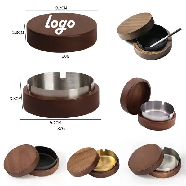 Solid Wood Windproof Ashtray