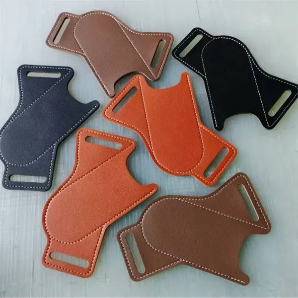 Leather Belt Folding Knife Sheath, Compact Draw Holster