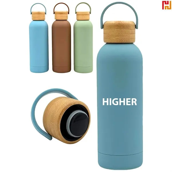 17Oz Bamboo Lid Stainless Steel Thermos Cup with Handle