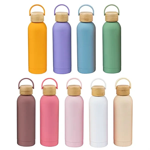 17Oz Bamboo Lid Stainless Steel Thermos Cup with Handle