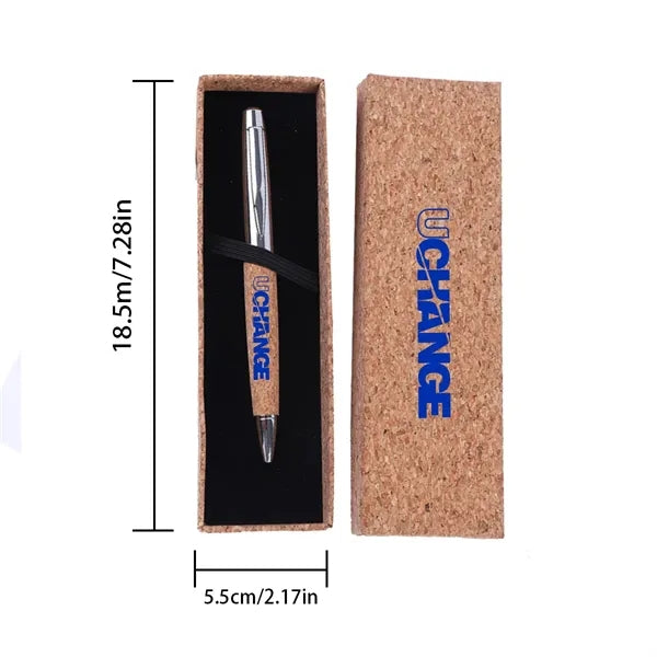 Cork Barrel Click Ballpoint Pen In Gift Box