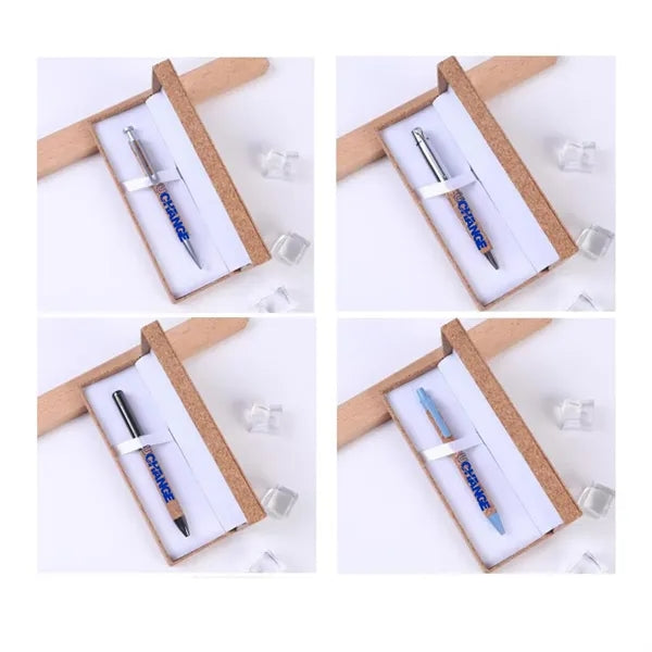 Cork Barrel Click Ballpoint Pen In Gift Box