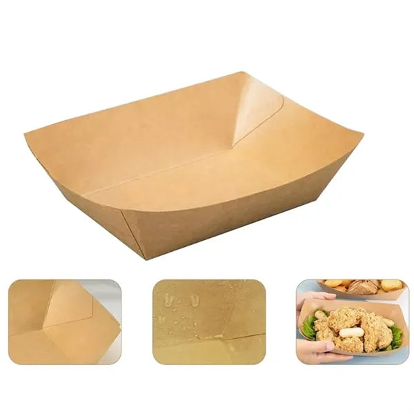 Disposable Kraft Paper Food Boat Serving Tray Snack Boxes